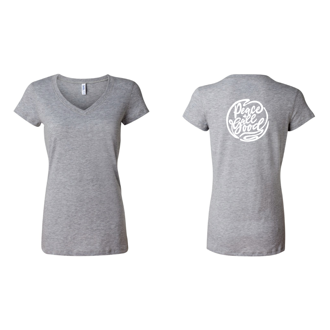 Peace + All Good - Short Sleeve V-Neck - Light Grey