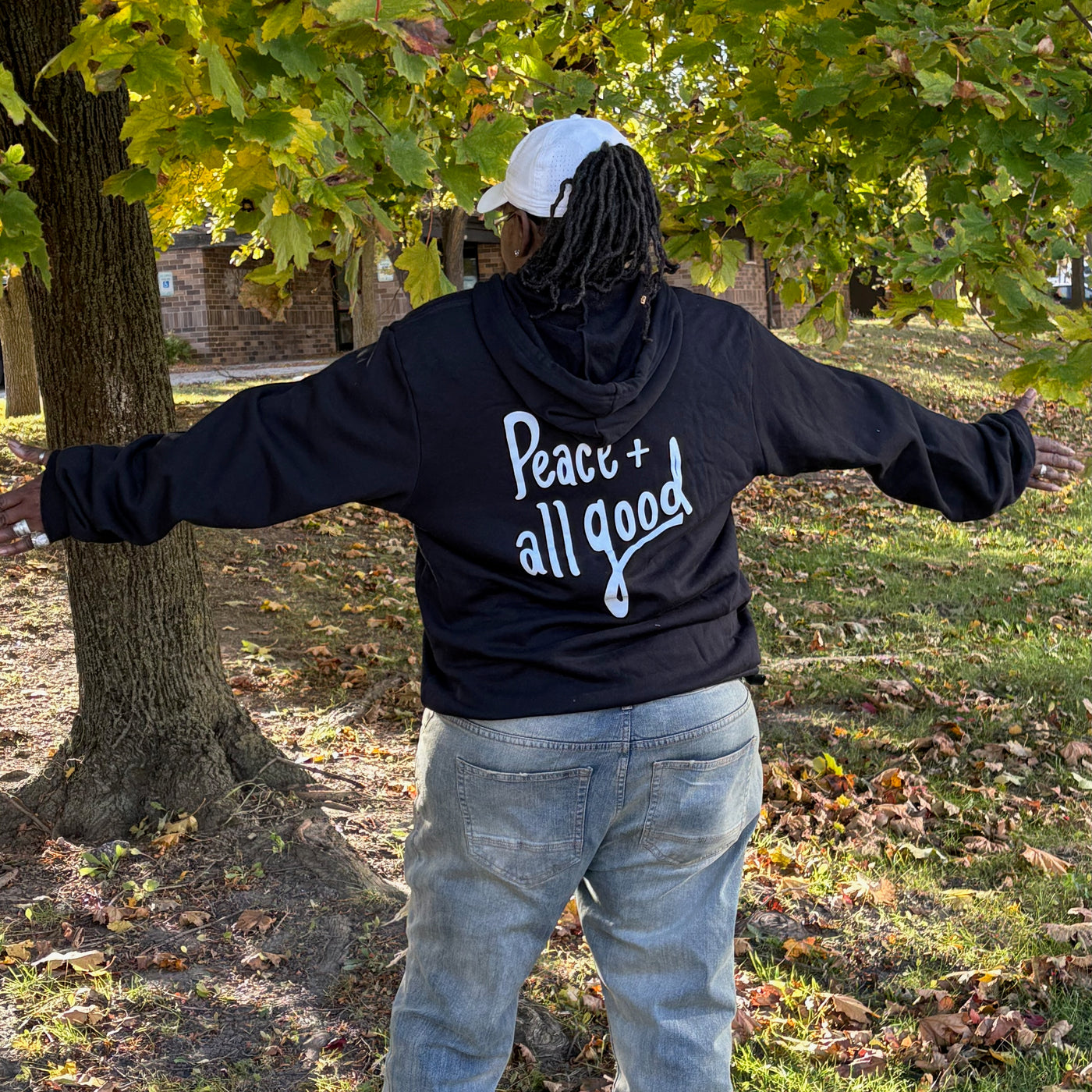 Peace + All Good Zip Up - Black