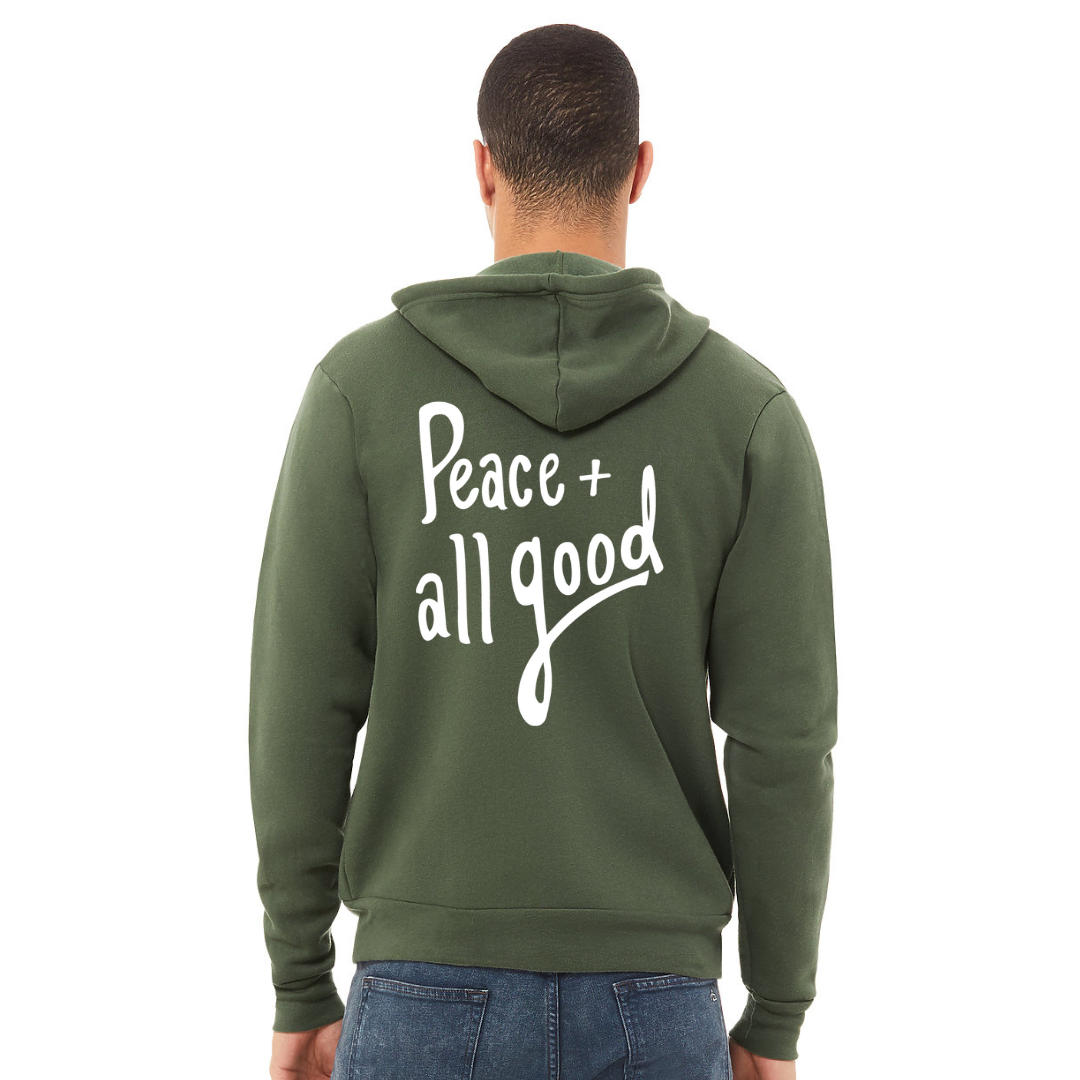 Olive  -  Zip Up  -  Peace + All Good