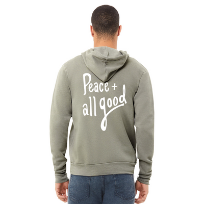 Peace + All Good - Zip Up - Stone