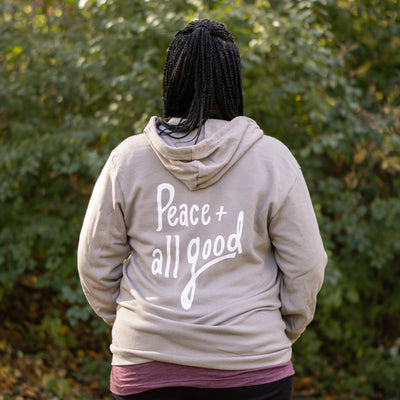 Peace + All Good - Zip Up - Stone