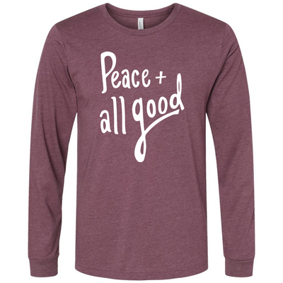 Peace + All Good - Long Sleeved T-Shirt - Plum
