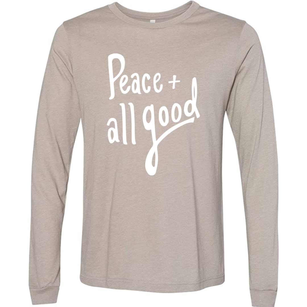 Peace + All Good - Long Sleeved T-Shirt - Stone